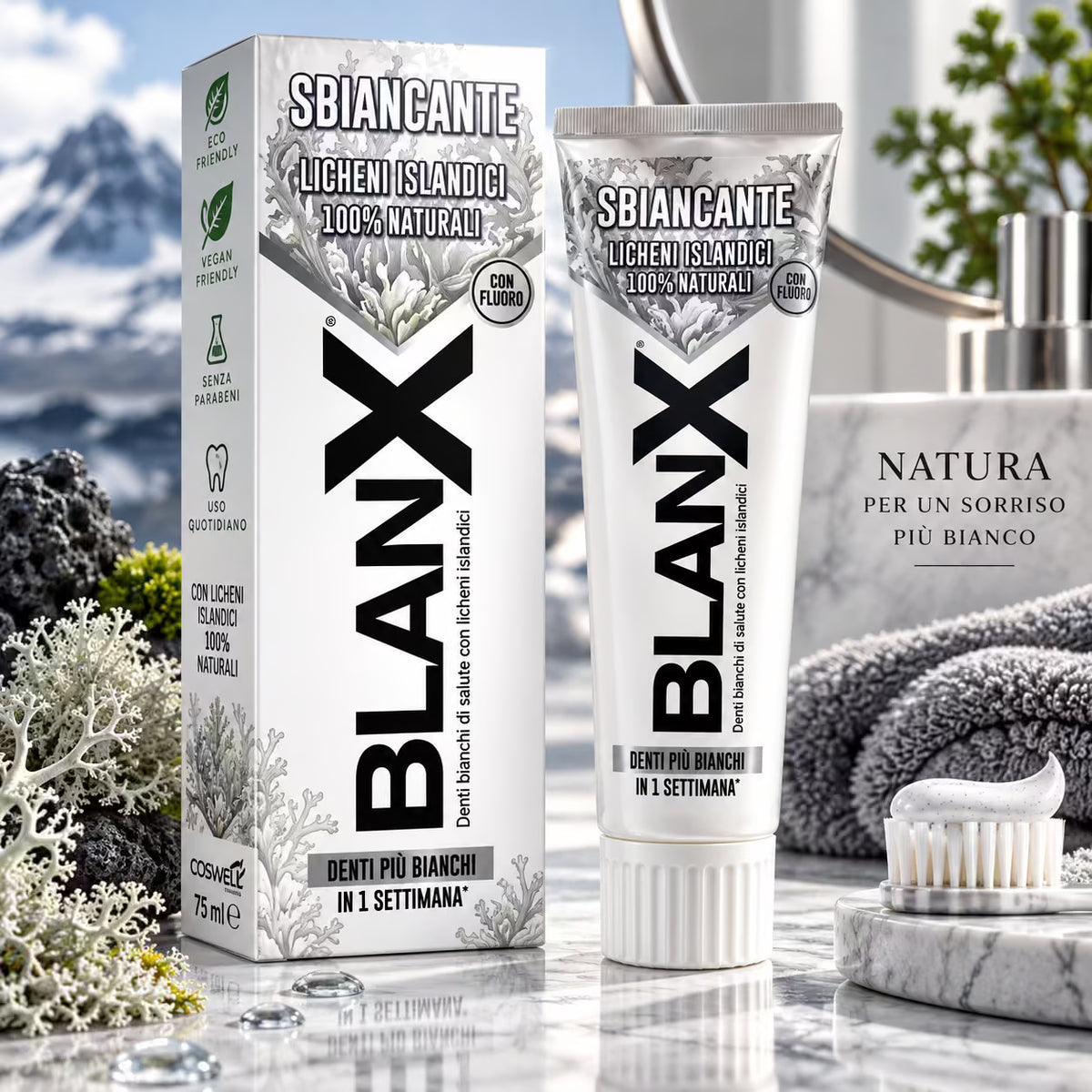 BLANX SBIANCANTE - Dentifricio Sbiancante ai Licheni Islandici 100% Naturali 75ml