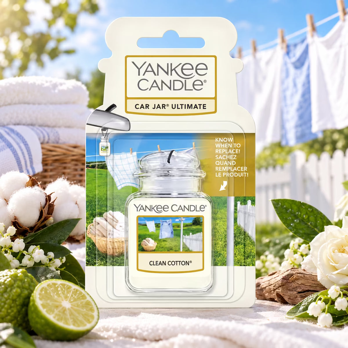 YANKEE CANDLE CAR JAR ULTIMATE - Clean Cotton 9 g