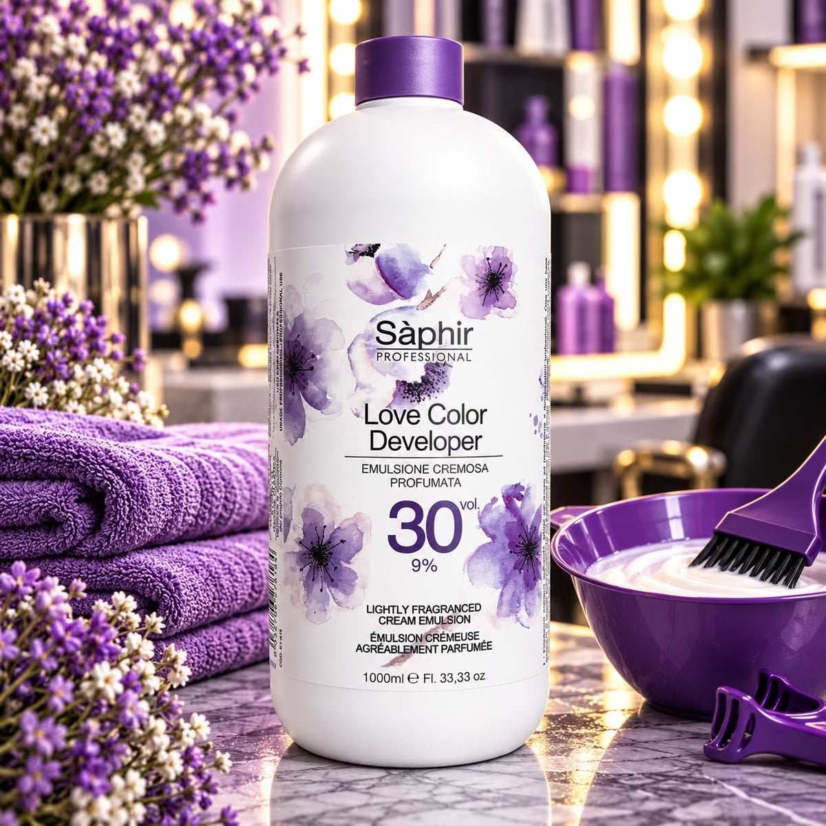 SÁPHIR PROFESSIONAL LOVE COLOR DEVELOPER 30 VOLUMI (9%) - Emulsione Ossidante Cremosa 1000 ml