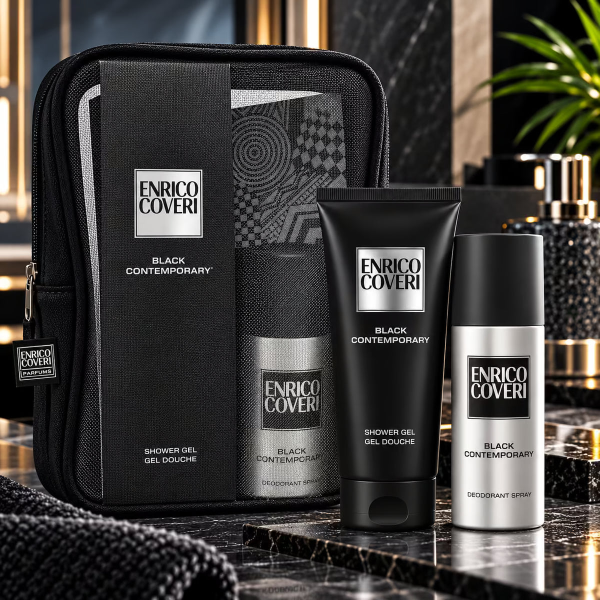 ENRICO COVERI COFANETTO Black Contemporary | Shower Gel 300ml + Deodorant Spray 150ml