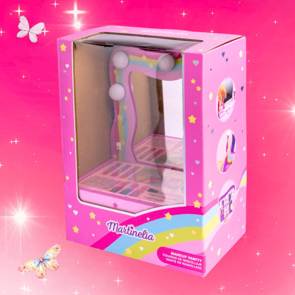 MARTINELIA MAKEUP VANITY - Toeletta con Specchio Luminoso + Set Trucco per bambini