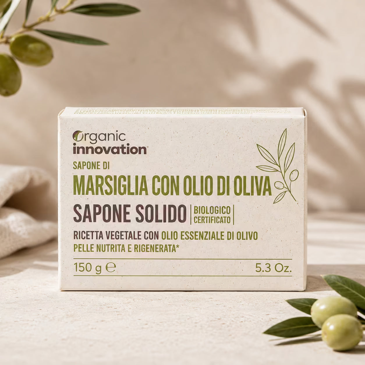 ORGANIC INNOVATION SAPONE SOLIDO MARSIGLIA CON OLIO DI OLIVA 150g