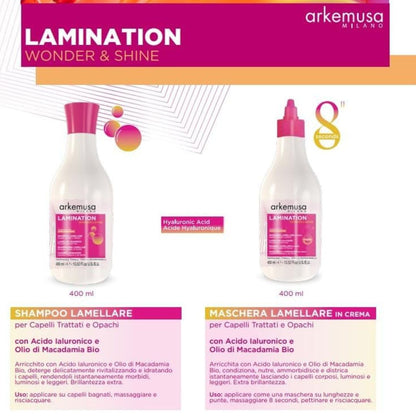 LAMINATION WONDER & SHINE – Maschera Lamellare in Crema per capelli trattati e opachi 400 ml