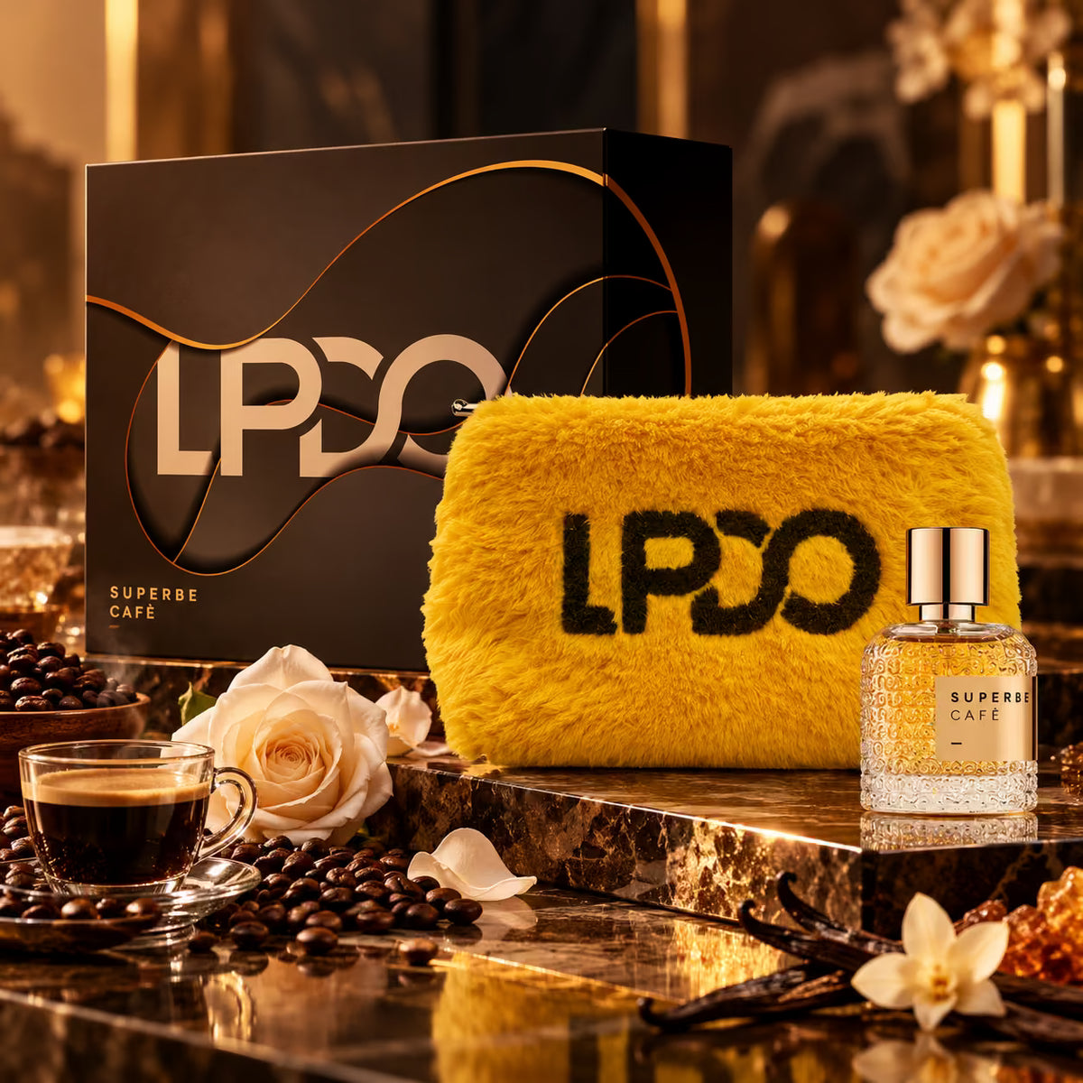 LPDO COFANETTO SUPERBE CAFÉ - Eau de Parfum Intense 30 ml + Pochette Peluche Gialla