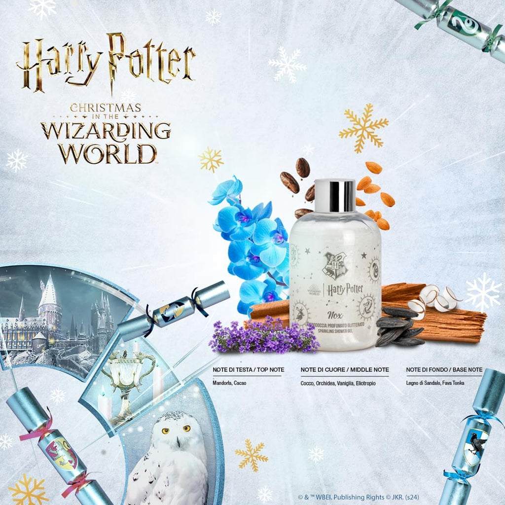 HARRY POTTER NOX Cofanetto | Bagnodoccia Profumato Glitterato 300ml + Calzini Ufficiale Hogwarts 38-43