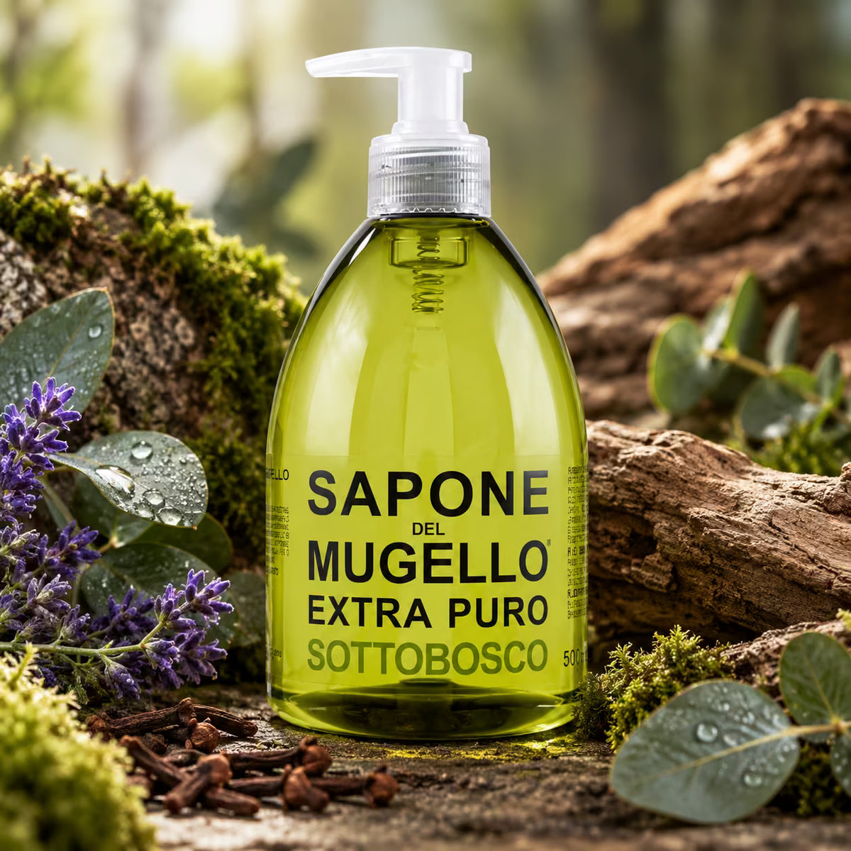 SAPONE DEL MUGELLO EXTRA PURO SOTTOBOSCO - Nuova Formula Sapone Viso, Mani e Corpo 500/1000ml