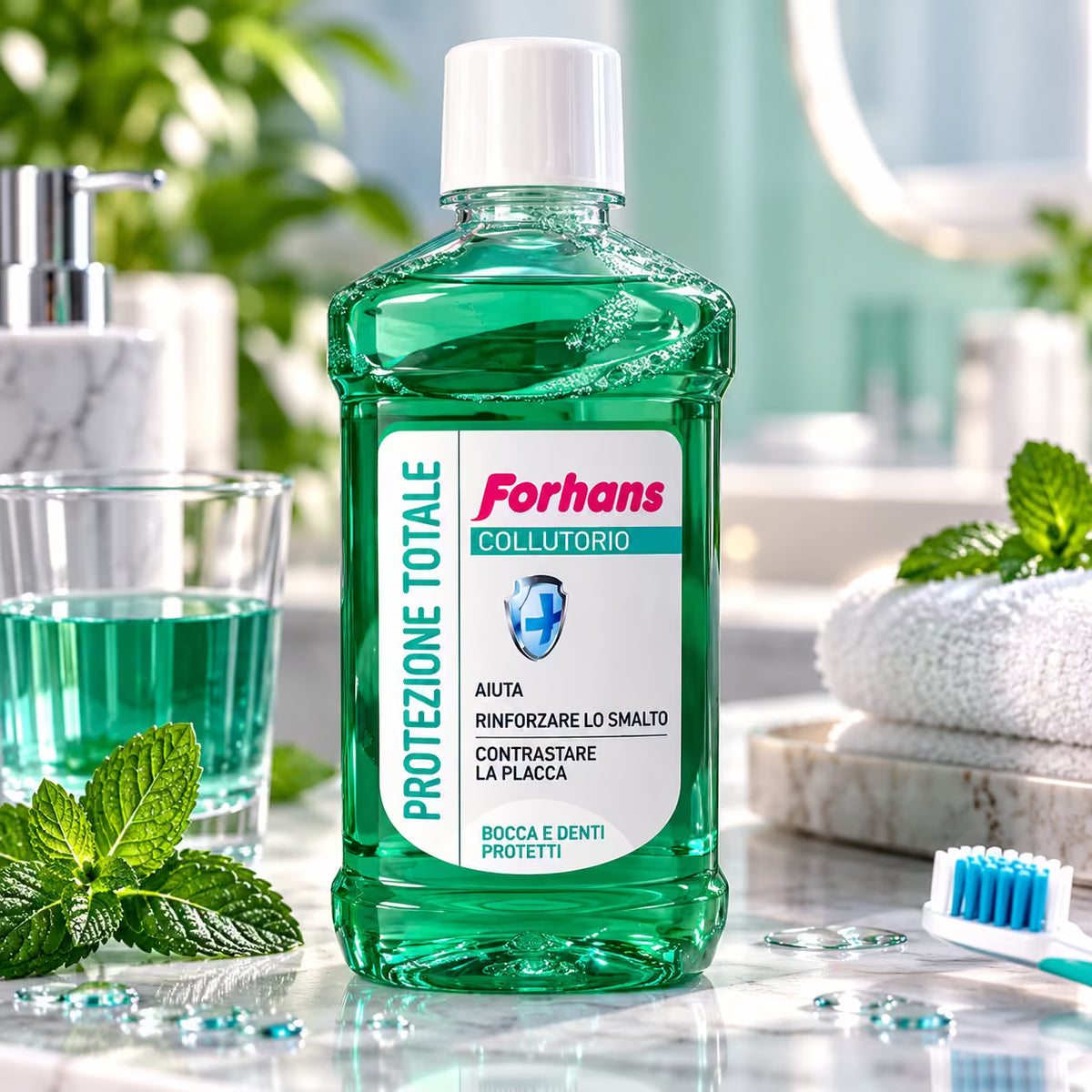 FORHANS PROTEZIONE TOTALE - Collutorio Senza Alcool con Fluoro e Aloe Vera 500 ml