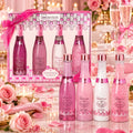 IDC INSTITUTE SCENTED BATH ROSE CHAMPAGNE JASMINE & ROSE SET - Shower Gel 250 ml + Bubble Bath 250 ml + Body Lotion 250 ml ,Bath Salts 300 g