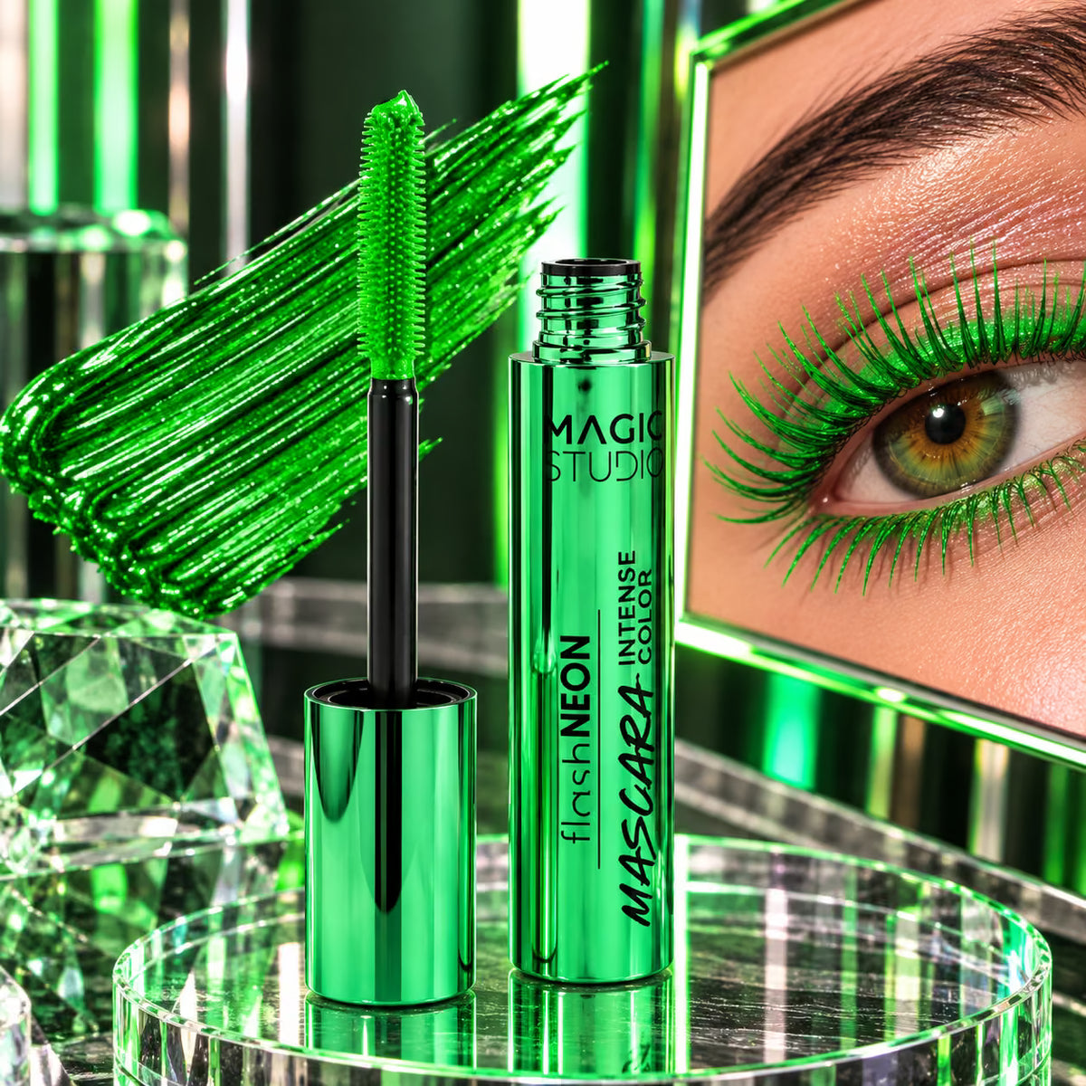 MAGIC STUDIO FLASH NEON MASCARA INTENSE GREEN - Mascara Colorato Verde 10ml