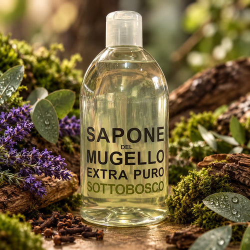 SAPONE DEL MUGELLO EXTRA PURO SOTTOBOSCO - Nuova Formula Sapone Viso, Mani e Corpo 500/1000ml