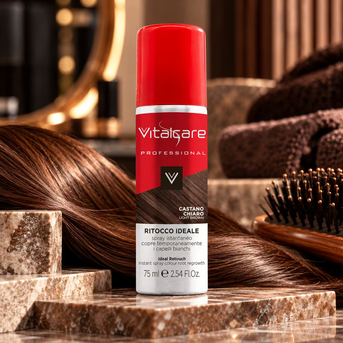 VITALCARE PROFESSIONAL RITOCCO IDEALE SPRAY ISTANTANEO CASTANO CHIARO - Copre i Capelli Bianchi Temporaneamente 75ml