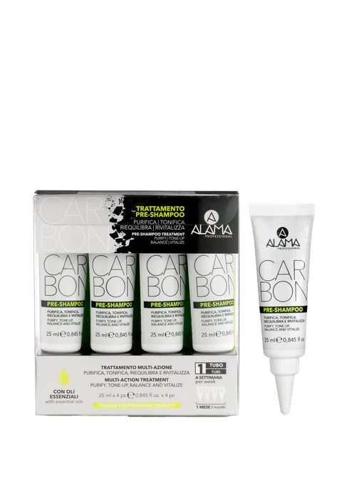 CARBON - Trattamento pre-shampoo purificante e riequilibrante, 4 X 25ML