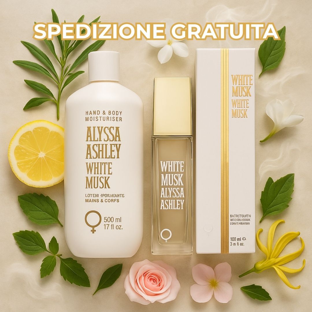 PROMO ALYSSA ASHLEY | WHITE MUSK - Eau de Toilette 100 ml + Crema Corpo&Mani 500 ml | UNISEX