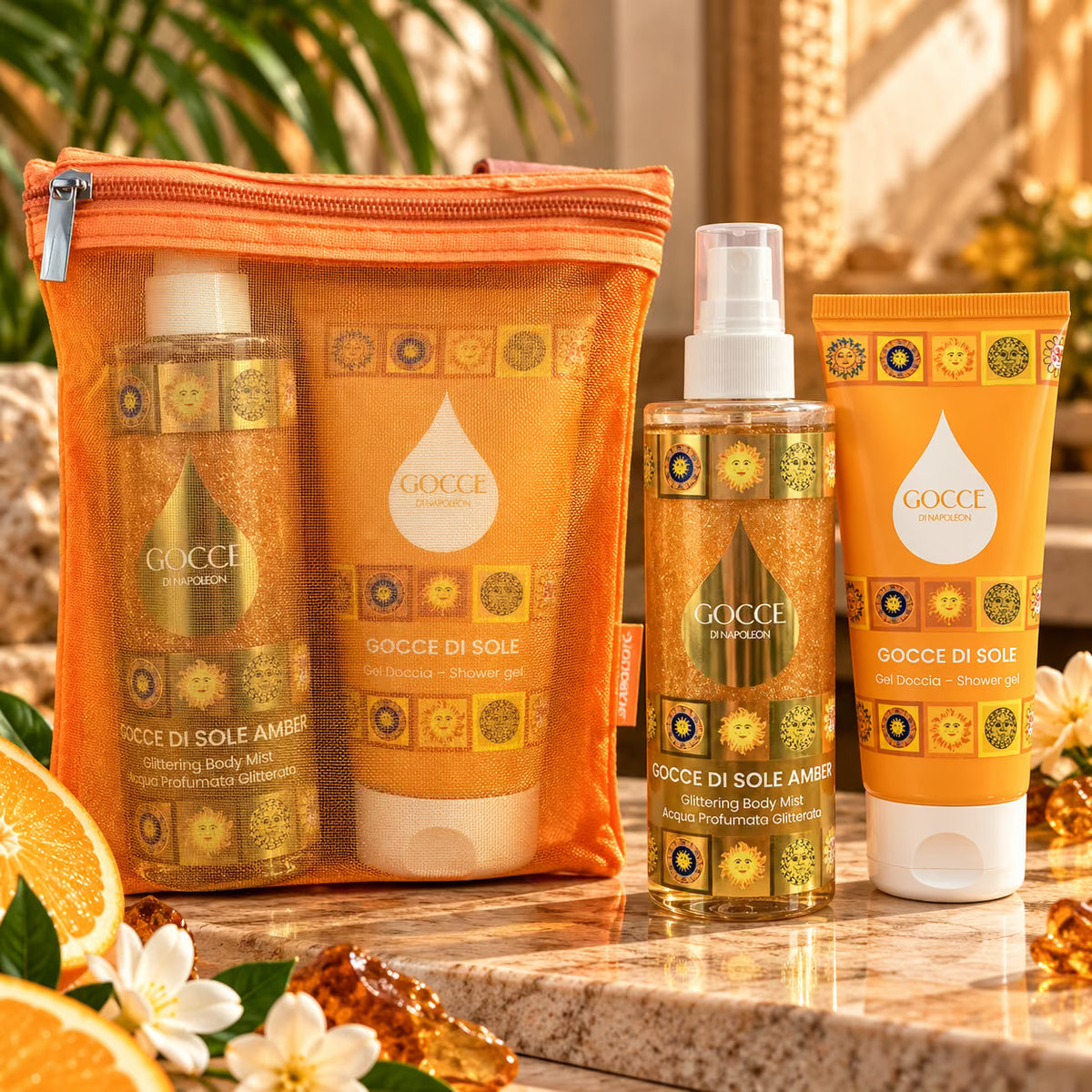GOCCE DI NAPOLEON COFANETTO SOLE AMBER - Glitter Body Mist 200ml + Shower Gel 150ml