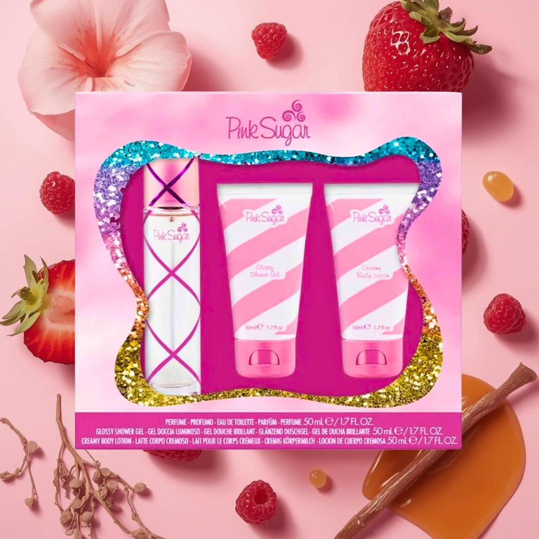 AQUOLINA PINK SUGAR Kit | EDT 50ml + Glossy ShowerGel 50ml  + Creamy BodyLotion 50ml