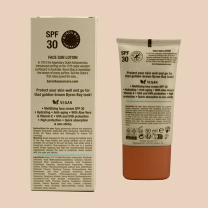 BYRON BAY ANTI AGE - Lozione Solare Viso Idratante Protettiva 50ml | Aiuta a prevenire l'invecchiamento cutaneo