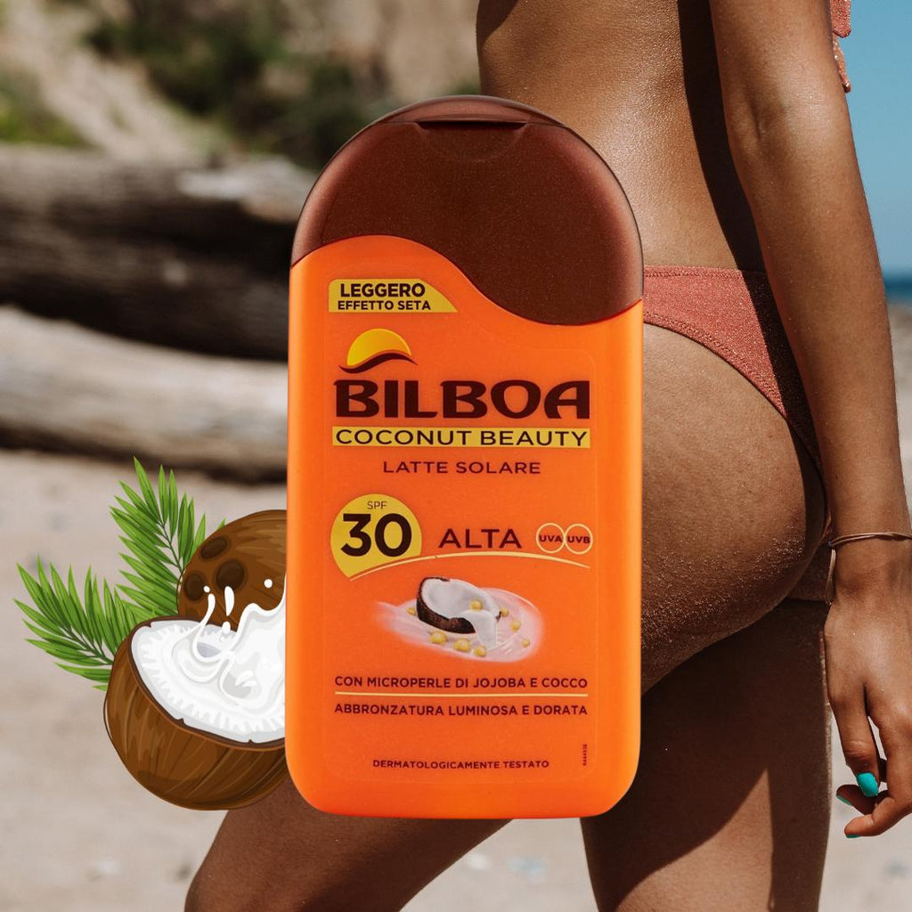 LATTE SOLARE SPF30+ COCONUT BEAUTY - con Jojoba e Cocco, Abbronzatura Luminosa e Dorata