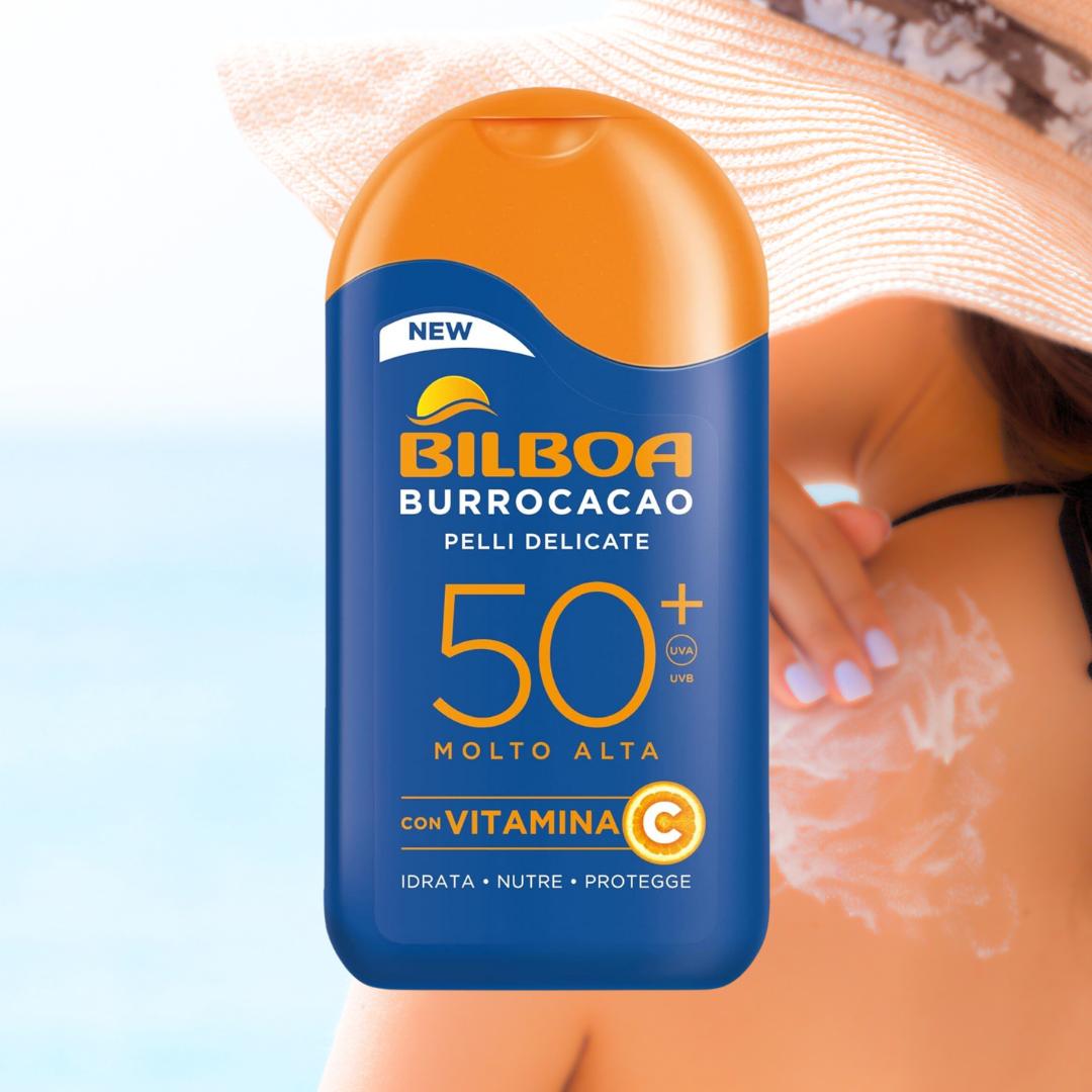BURROCACO LATTE SOLARE SPF50+ Pelli Delicate con Vitamina C - Idrata, Nutre, Protegge