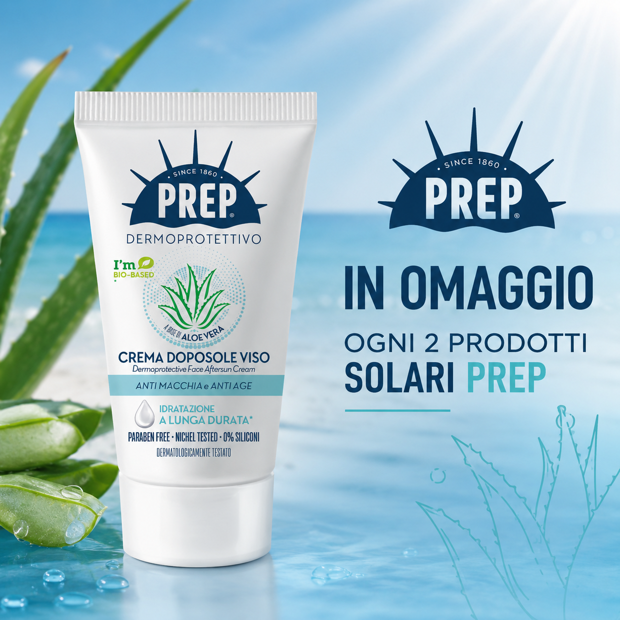 CREMA DOPOSOLE VISO - Anti Macchia e Anti Age a base di Aloe Vera 50ml