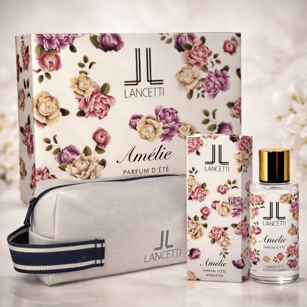 LANCETTI AMÉLIE COFANETTO - Parfum d’Été Gourmand 200ml + Pochette - Liquidò