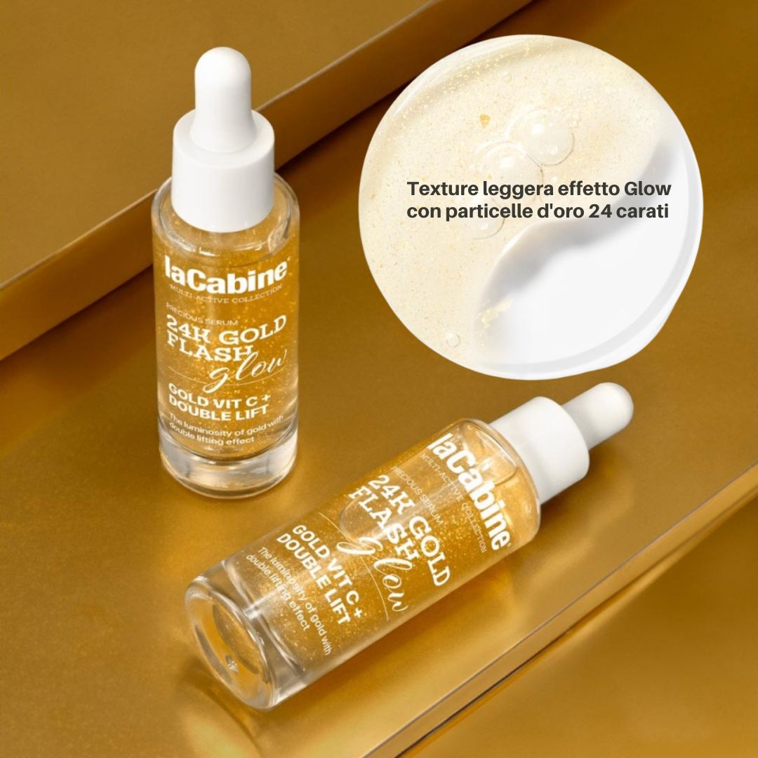 LACABINE SIERO VISO ORO 24K FLASH GLOW - Super Illuminante effetto Doppio Lifting