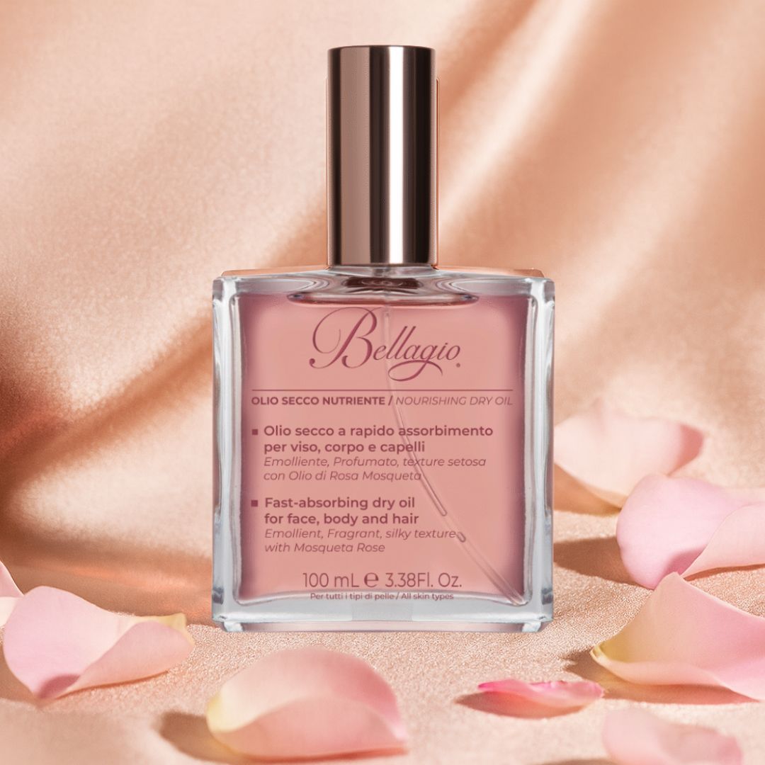 BELLAGIO | Olio Secco Nutriente Viso, Corpo e Capelli 100ML - con Olio di Rosa Mosqueta