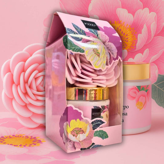 GIT SET | Burro Corpo Palma Rosa e Peonia con Spugna Fiore - Idrata e profuma Intensamente la pelle