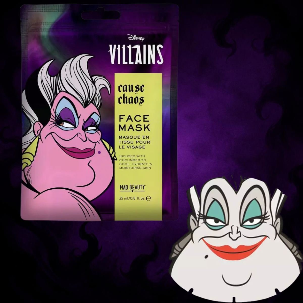 MAD BEAUTY | DISNEY VILLAINS USURLA "CAUSE CHAOS" - Maschera Viso in Tessuto 25 ml - Liquidò