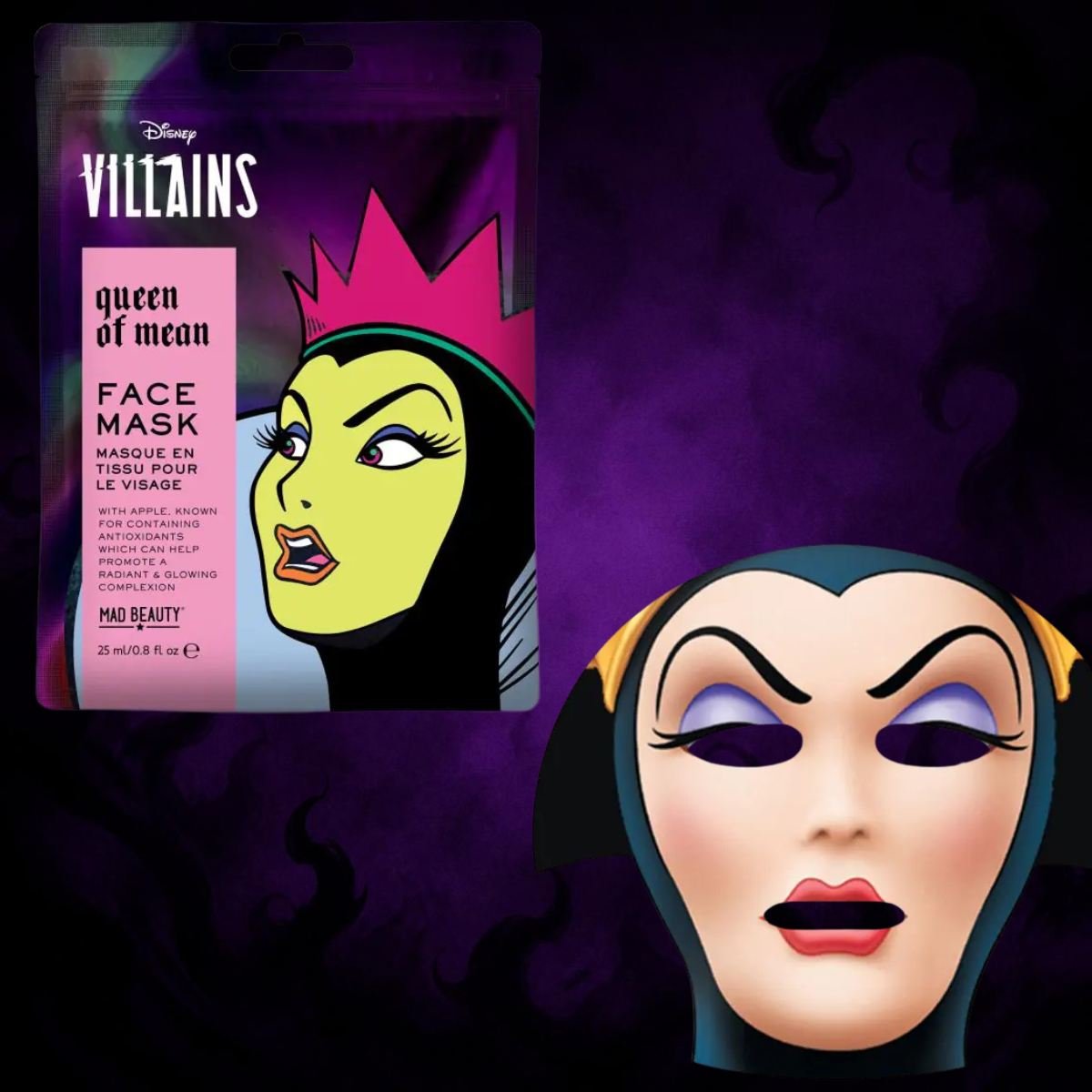 MAD BEAUTY | DISNEY VILLAINS REGINA CATTIVA "QUEEN OF MEANS" - Maschera Viso In Tessuto 25ml - Liquidò