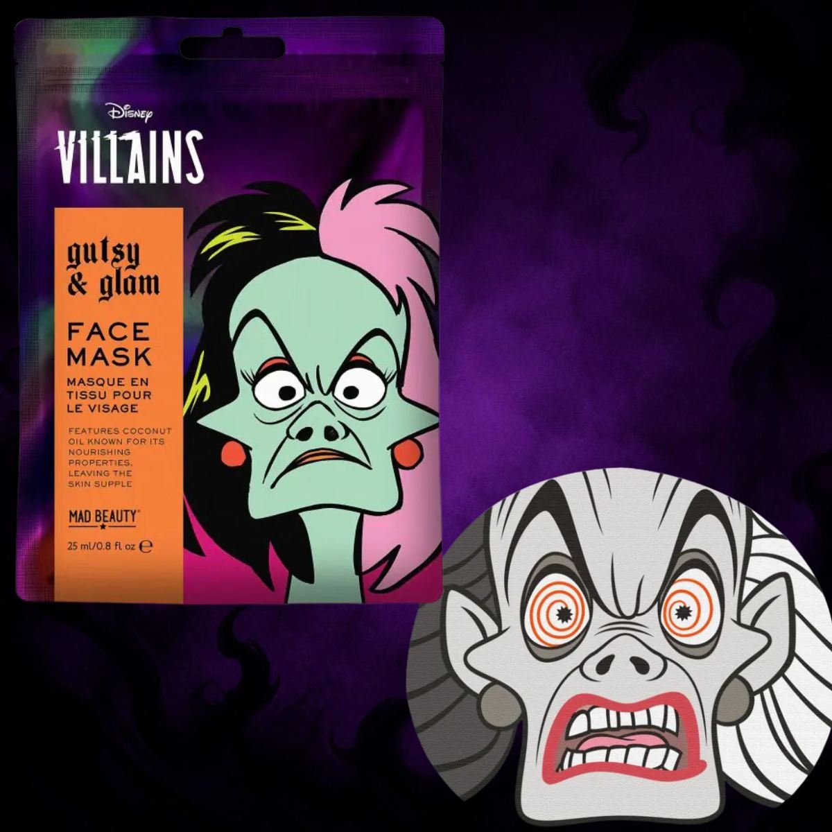 MAD BEAUTY | DISNEY VILLAINS CRUDELIA "GUTSY & GLAM"- Maschera Viso In Tessuto 25ml - Liquidò