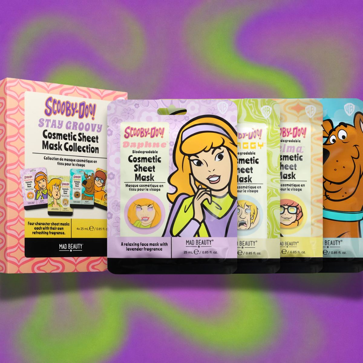 MAD BEAUTY | Scooby-Doo! Stay Groovy – Set 4 Maschere Viso in Tessuto