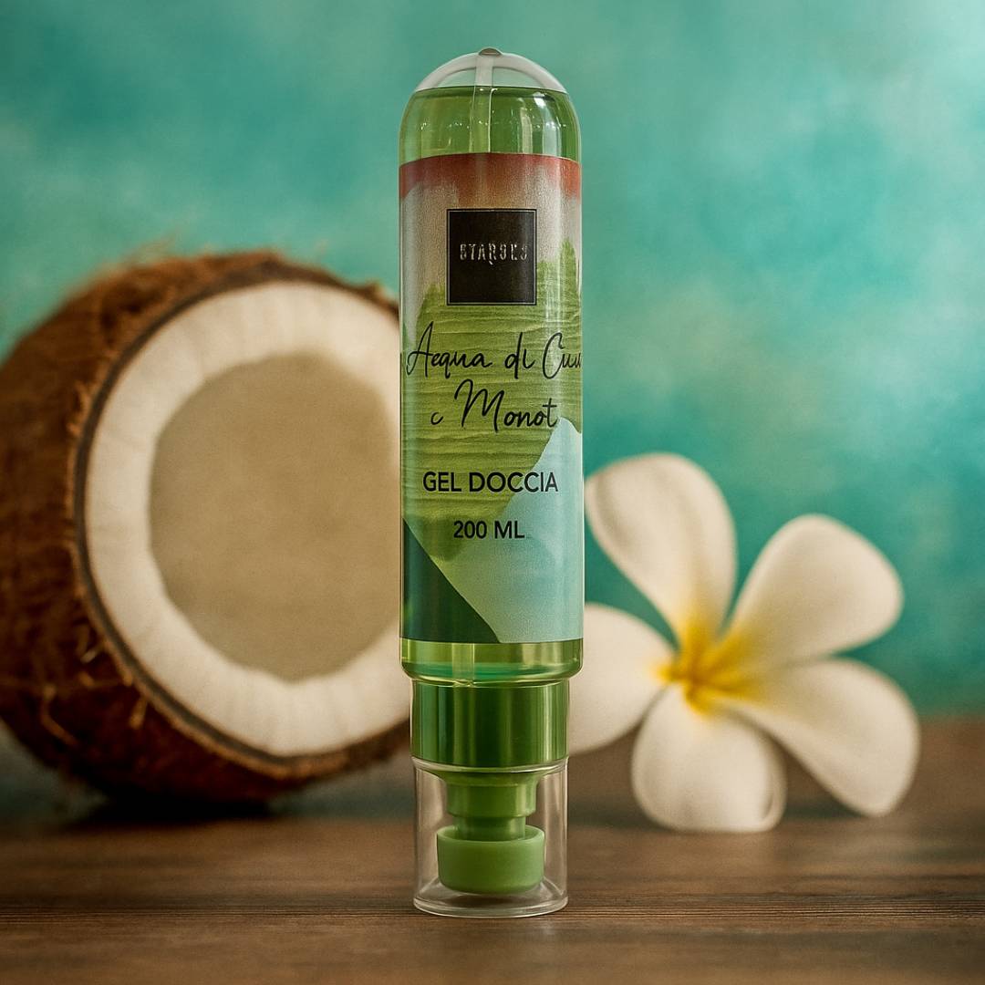 GEL DOCCIA | Acqua di Cocco e Monoi 200 ml - Deterge dolcemente e lascia la pelle morbida e profumata a lungo