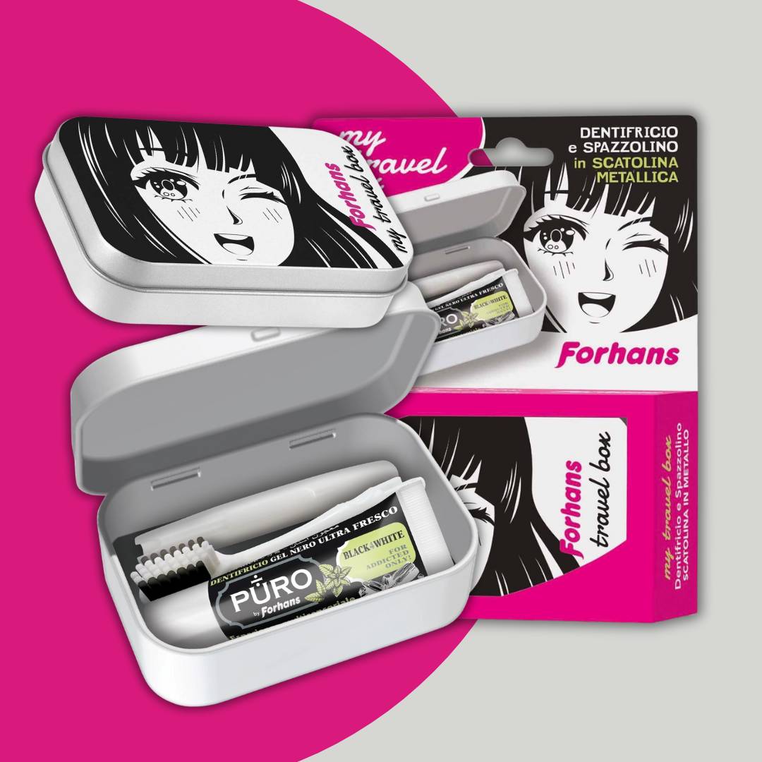MY TRAVEL BOX | Manga Girl Edition - Set Spazzolino & Dentifricio al Carbone Attivo Ultra Fresco