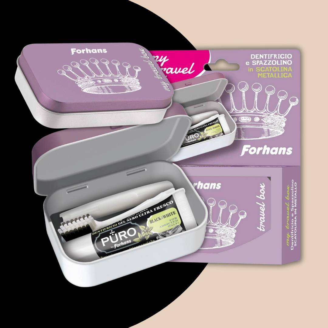 MY TRAVEL BOX | Crown Edition - Set Spazzolino & Dentifricio al Carbone Attivo Ultra Fresco