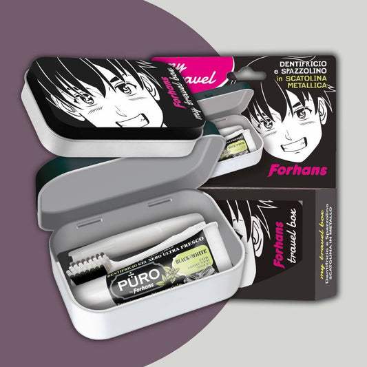 MY TRAVEL BOX | Manga Boy Edition - Set Spazzolino & Dentifricio al Carbone Attivo Ultra Fresco