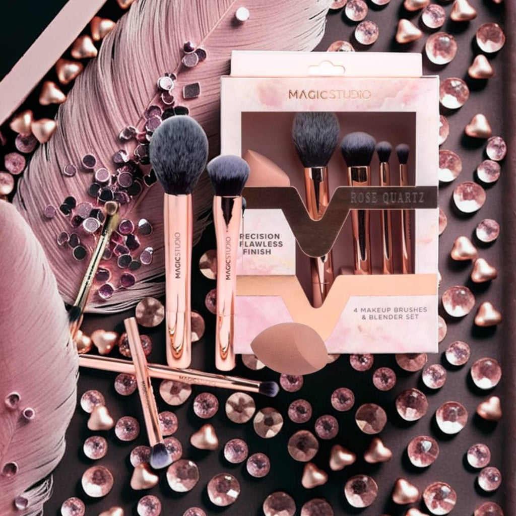 ROSE QUARTZ | PRECISION & FLAWLESS FINISH - Kit Pennelli + Spugna per Il Trucco