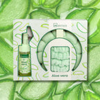 ALOE VERA PLUSH SKINCARE BOX - Kit Viso Detersione | Detergente viso mousse con spazzola , Fascia per capelli, Braccialetti assorbi-acqua