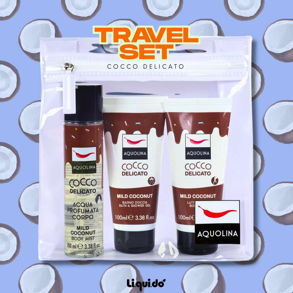 TRAVEL SET 100ML - Cocco Delicato | Bagno Doccia, Latte Corpo, Acqua Corpo Profumata