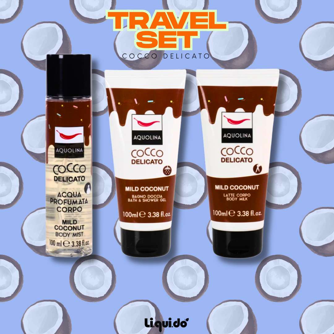 TRAVEL SET 100ML - Cocco Delicato | Bagno Doccia, Latte Corpo, Acqua Corpo Profumata