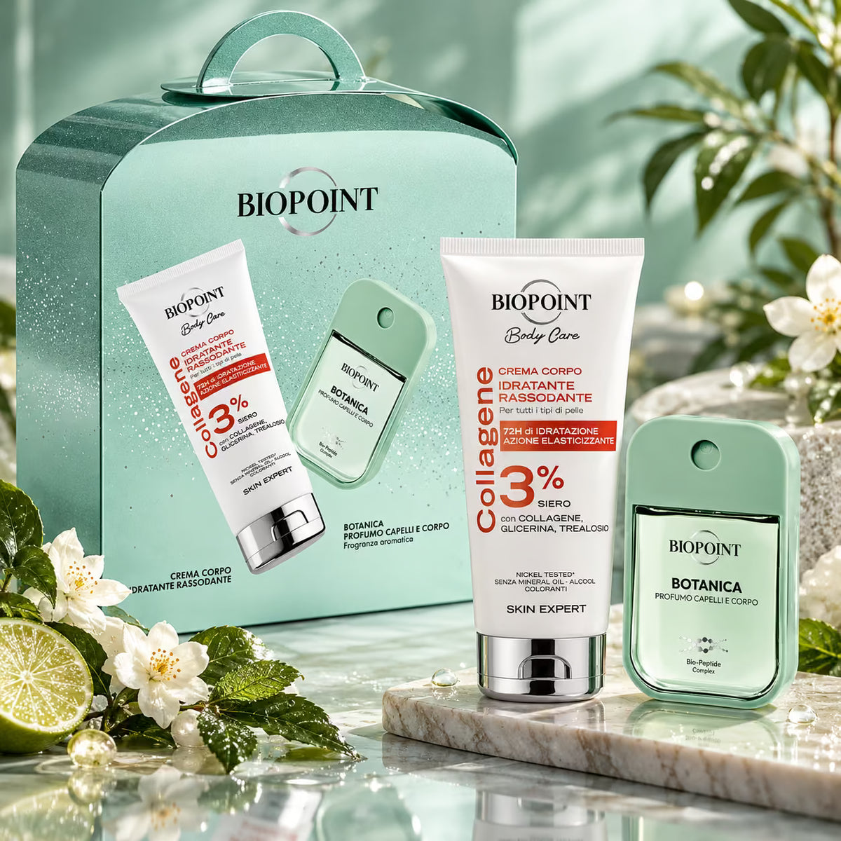 BIOPOINT BOTANICA COFANETTO REGALO - Crema Corpo Rassodante 200 ml + Profumo Capelli e Corpo 45 ml