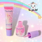 KIT LITTLE UNICORN - Lucidalabbra glitterato + smalto rosa per unghie