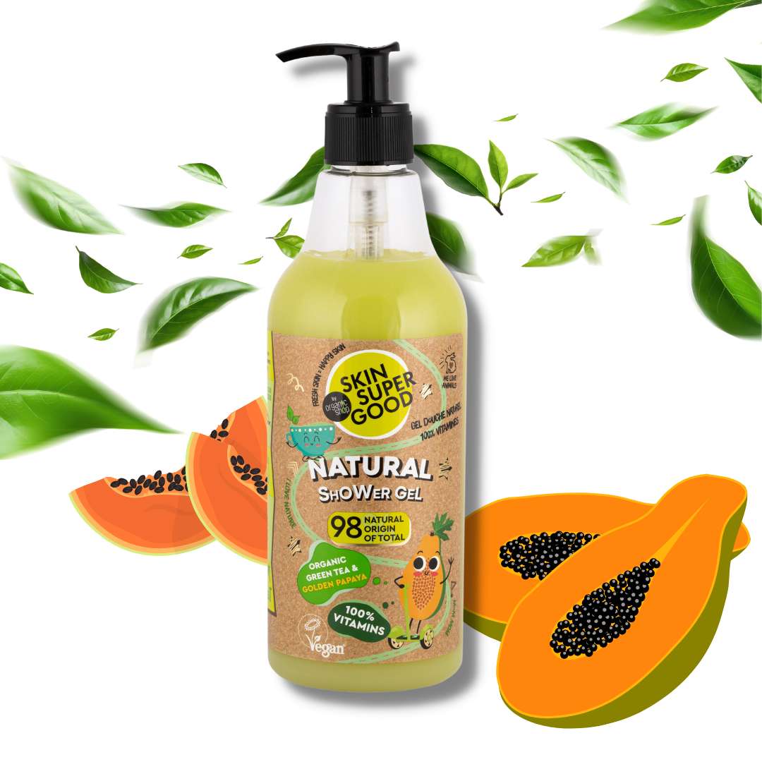 GEL DOCCIA NATURALE | 100% VITAMINS - Tè Verde & Papaya Dorata BIO