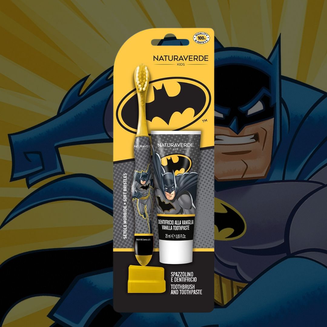 KIT IGIENE DENTALE - Batman | Kit Spazzolino + Dentifricio 25ml Vaniglia