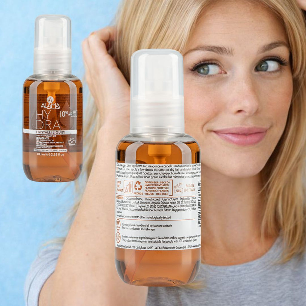 ALAMA PROFESSIONAL HYDRA - Kit Idratante per Capelli Secchi | Shampoo 500ml + Maschera 500ml + Balsamo 300ml + Cristalli Liquidi 100ml + Omaggio
