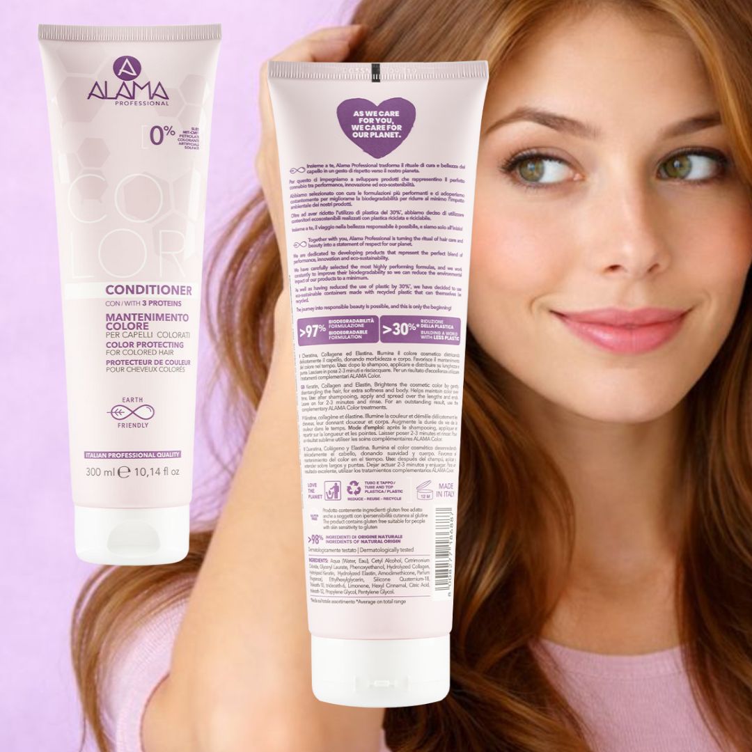 ALAMA PROFESSIONAL COLOR - Kit Mantenimento Colore per Capelli Colorati | Shampoo 500ml + Maschera 500ml + Balsamo 300ml + Siero 100ml