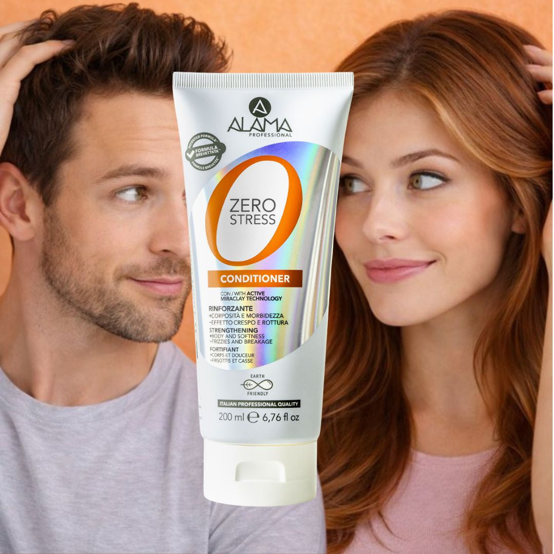ALAMA PROFESSIONAL ZEROSTRESS - Kit Anticaduta Tutti i Tipi di Capelli | Shampoo 300ml + Balsamo 200ml + Lozione Fiale 12x6ml + Shampoo Secco 200ml