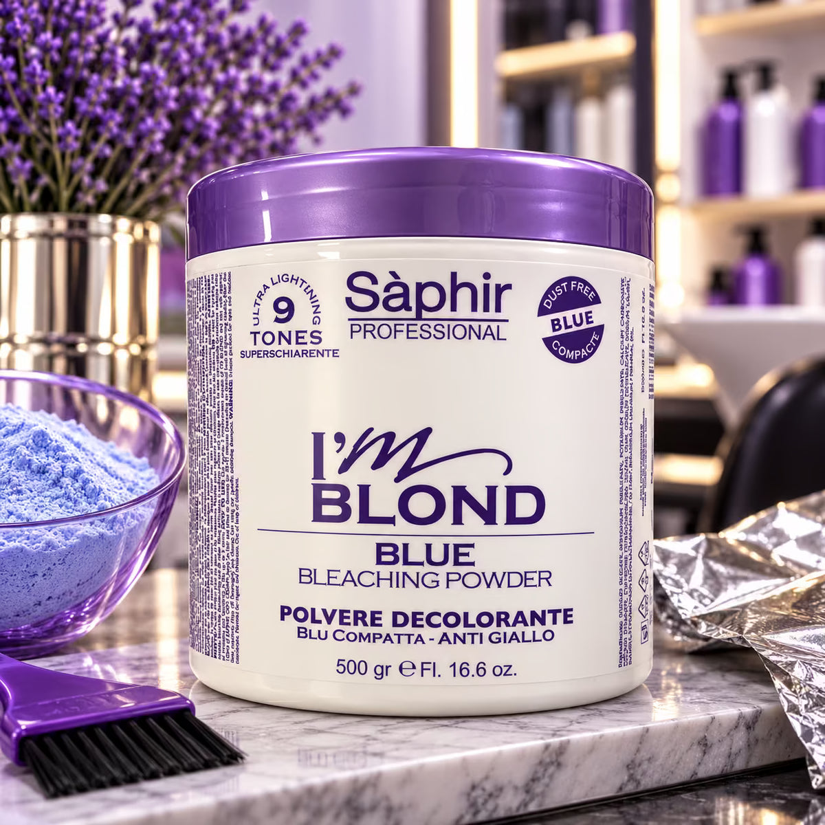 SÁPHIR PROFESSIONAL I'M BLOND BLUE BLEACHING POWDER - Polvere Decolorante Blu 500gr