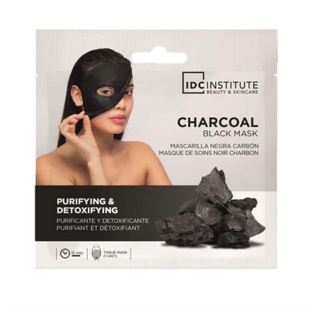 IDC - MASCHERA NERA VISO IN CARTA BIODEGRADABILE AL CARBONE ATTIVO - Effetto purificante