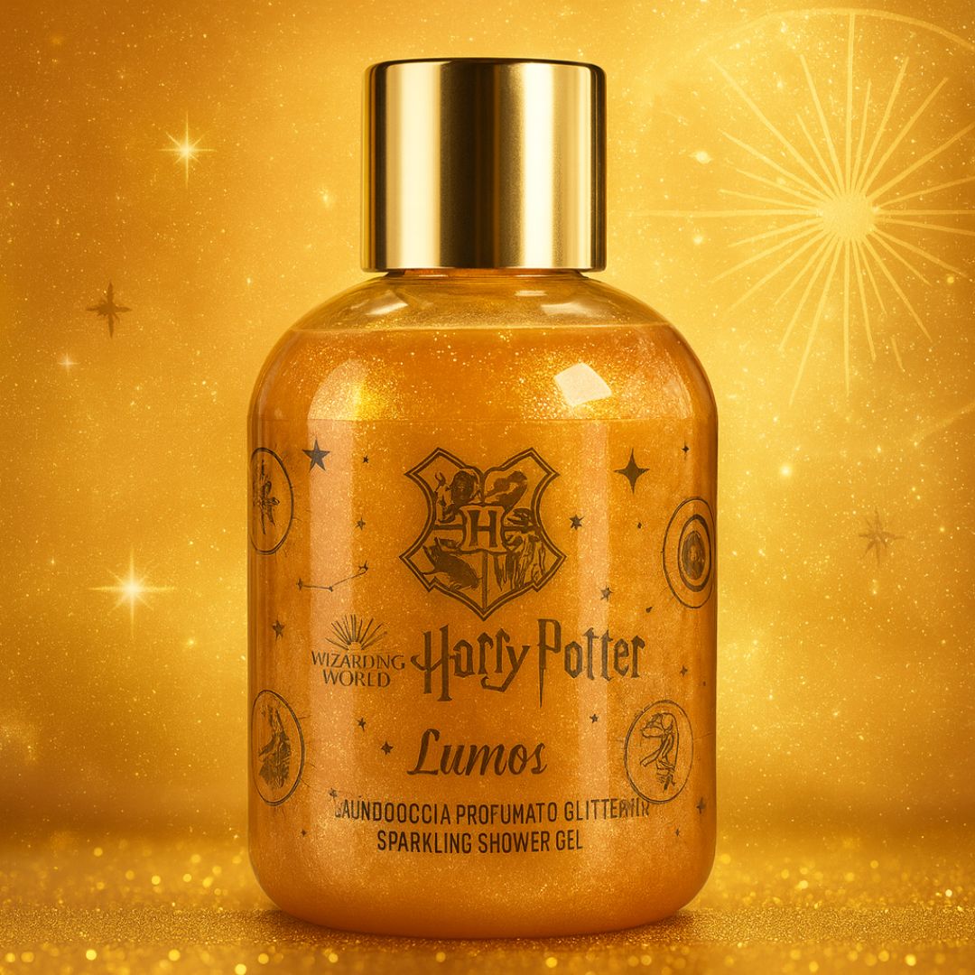 HARRY POTTER LUMOS Cofanetto | Bagnodoccia Profumato Glitterato 300ml + Calzini Ufficiale Hogwarts 38-43
