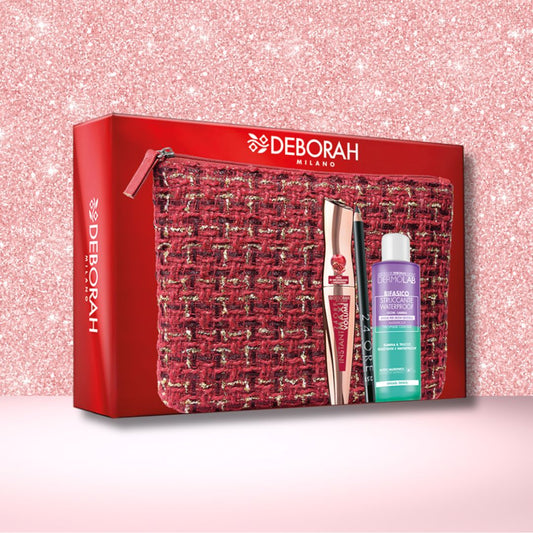 DEBORAH MILANO POCHETTE 03 | Mascara 24H Instant MaxiVolume + Matita Occhi Nera 24H + Struccante Bifasico